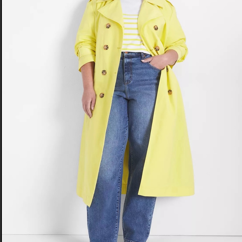 Yellow Double-Breasted Women's Trench Coat